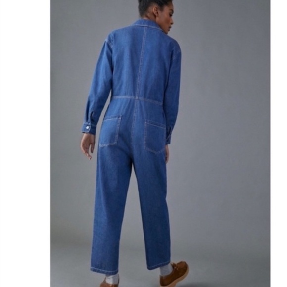 Mare Mare for Anthropologie Aya Denim Utility Jumpsuit Blue 100% Cotton small - Picture 2 of 16